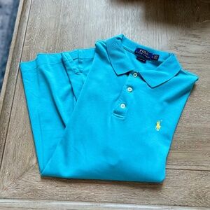 Men's Ralph Lauren polo size XL teal with yellow emblem